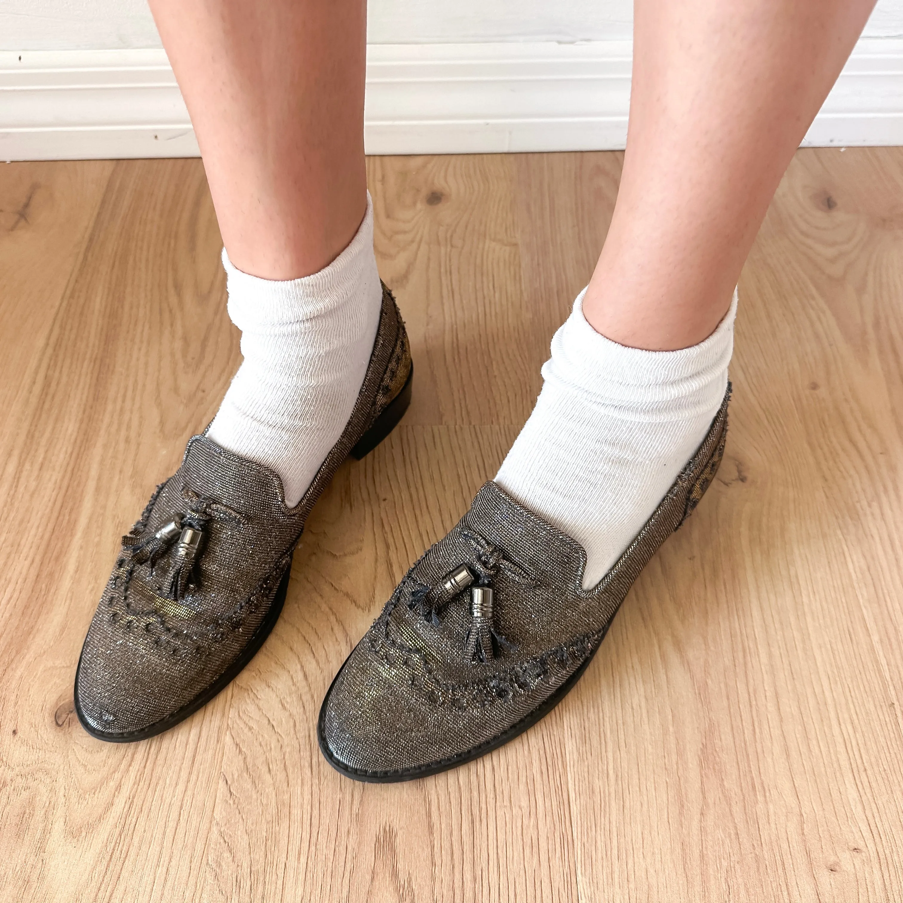 90's Stuart Weitzman Metallic Loafers / SZ 8