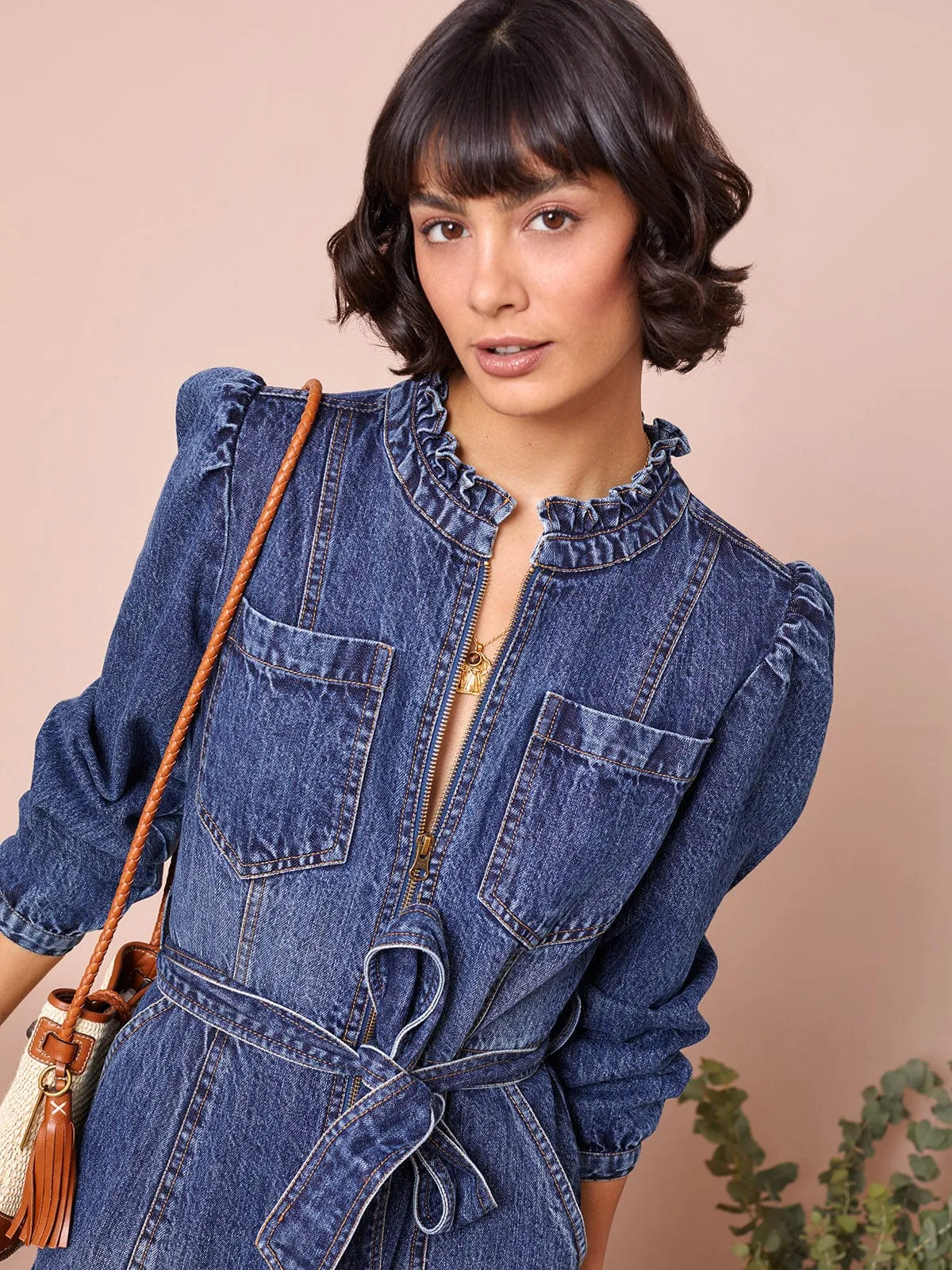 Asher Zip Denim Dress