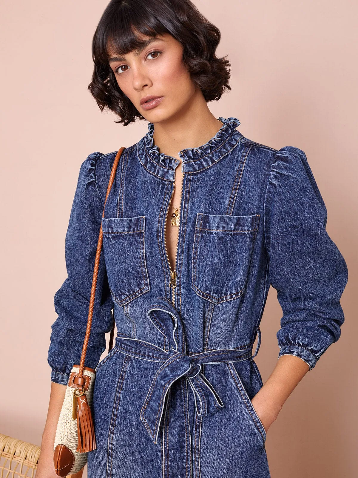 Asher Zip Denim Dress
