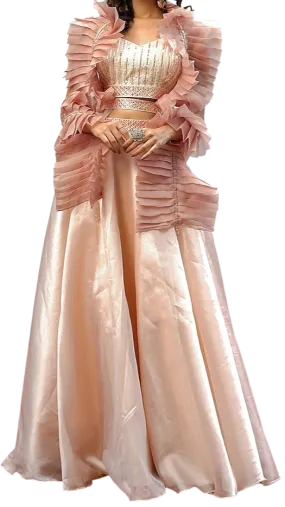 Champagne Ruffle & Belted Lehenga
