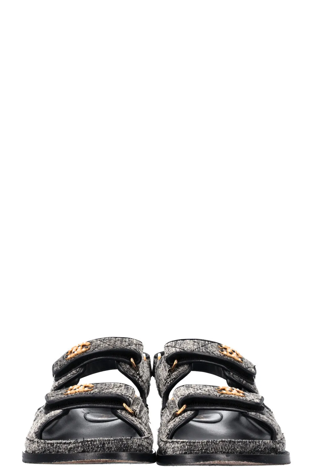 CHANEL 21A Dad Sandals Velvet Denim Grey