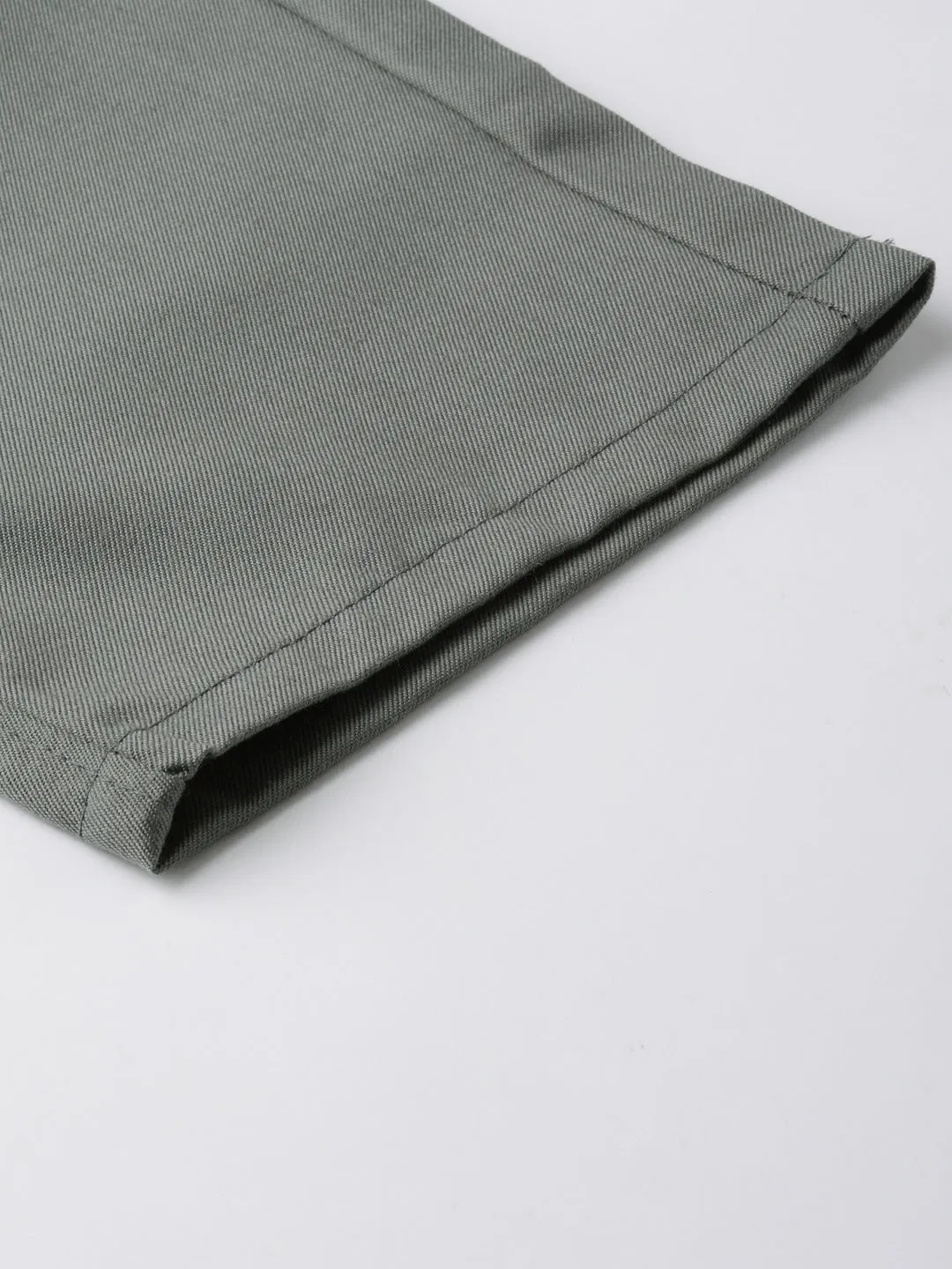 DENNISON Men Grey Smart Tapered Fit Solid Regular Trousers