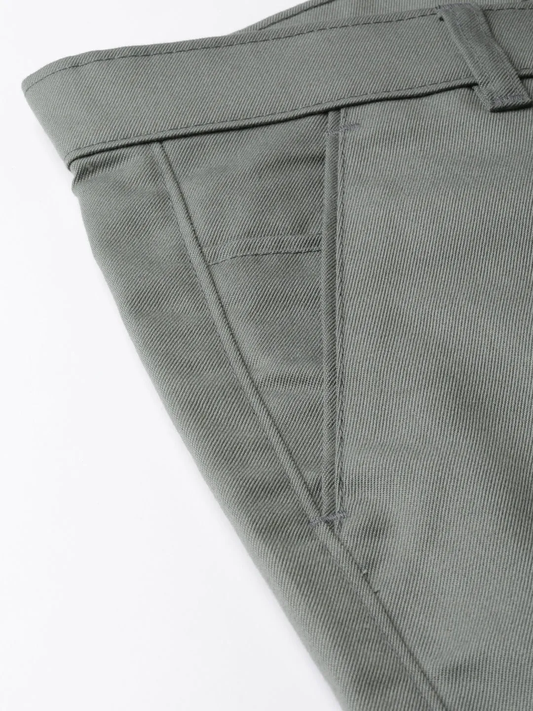 DENNISON Men Grey Smart Tapered Fit Solid Regular Trousers