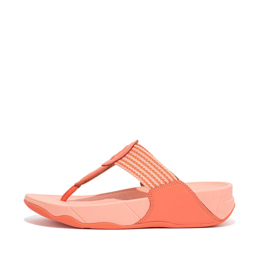 FitFlop Walkstar Finestripe Webbing FA7-580 Ladies Sunshine Coral Leather & Textile Slip On Sandals