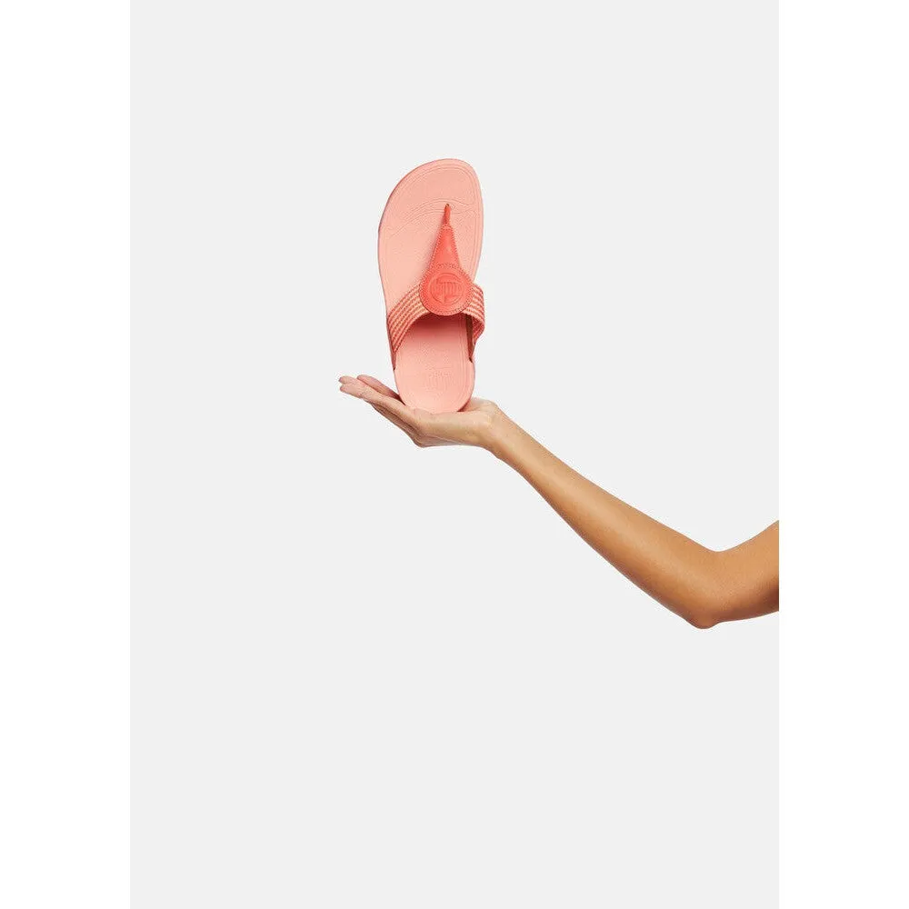 FitFlop Walkstar Finestripe Webbing FA7-580 Ladies Sunshine Coral Leather & Textile Slip On Sandals