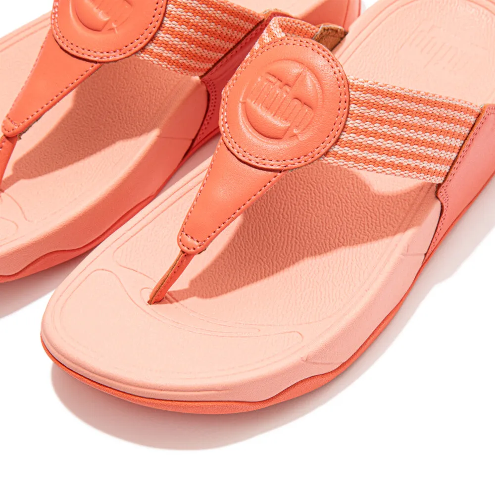 FitFlop Walkstar Finestripe Webbing FA7-580 Ladies Sunshine Coral Leather & Textile Slip On Sandals