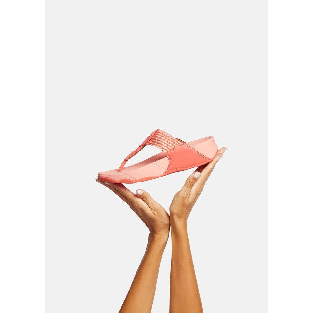 FitFlop Walkstar Finestripe Webbing FA7-580 Ladies Sunshine Coral Leather & Textile Slip On Sandals