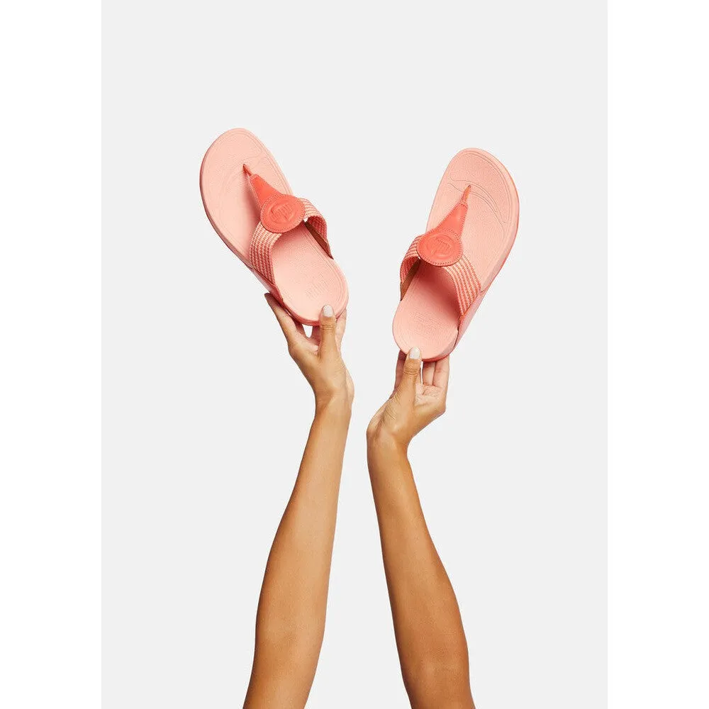 FitFlop Walkstar Finestripe Webbing FA7-580 Ladies Sunshine Coral Leather & Textile Slip On Sandals