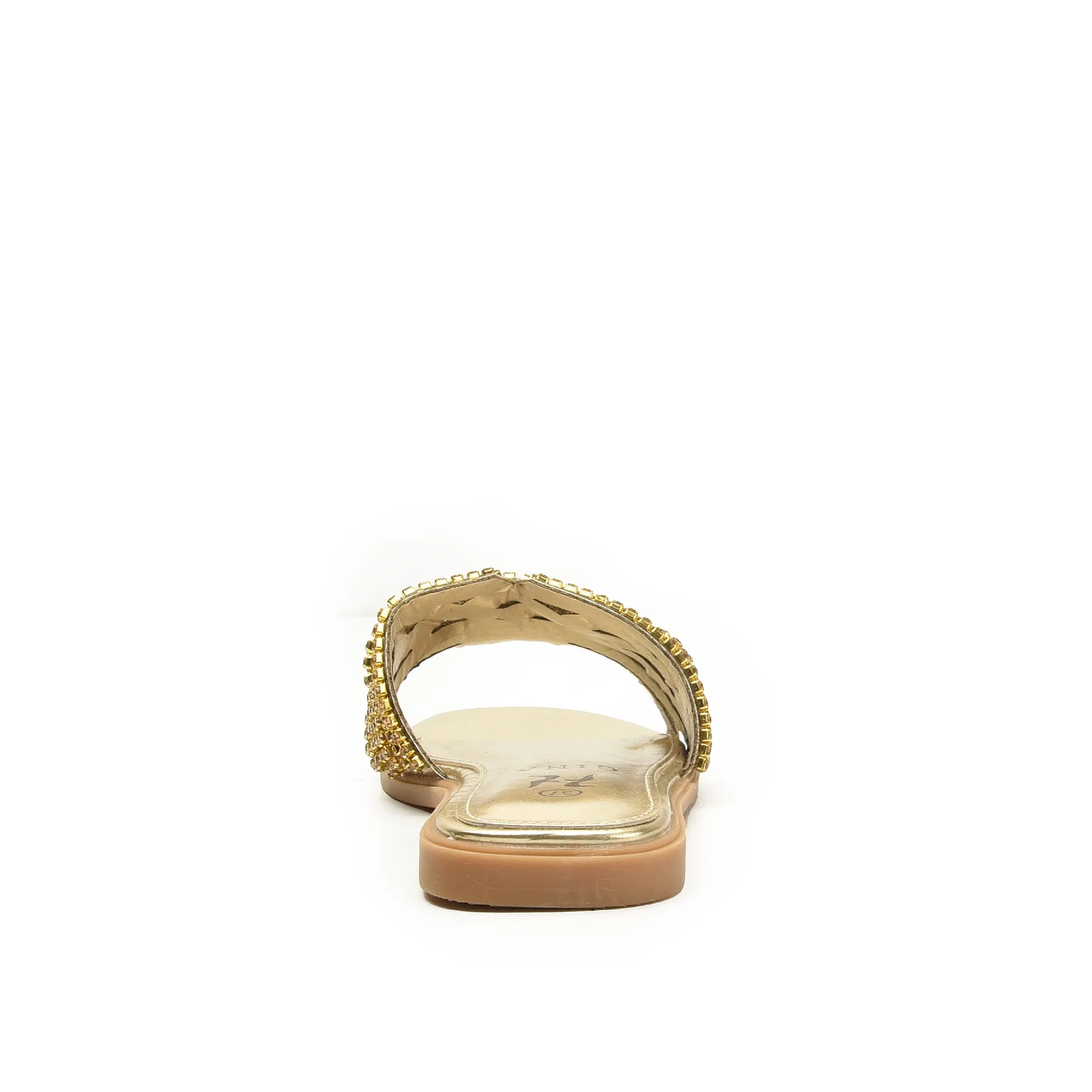 Glamorous Gold Beaded Flats | 501L-X