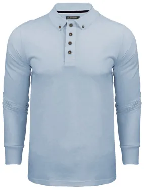 Howell Long Sleeve Polo Shirt in Light Blue