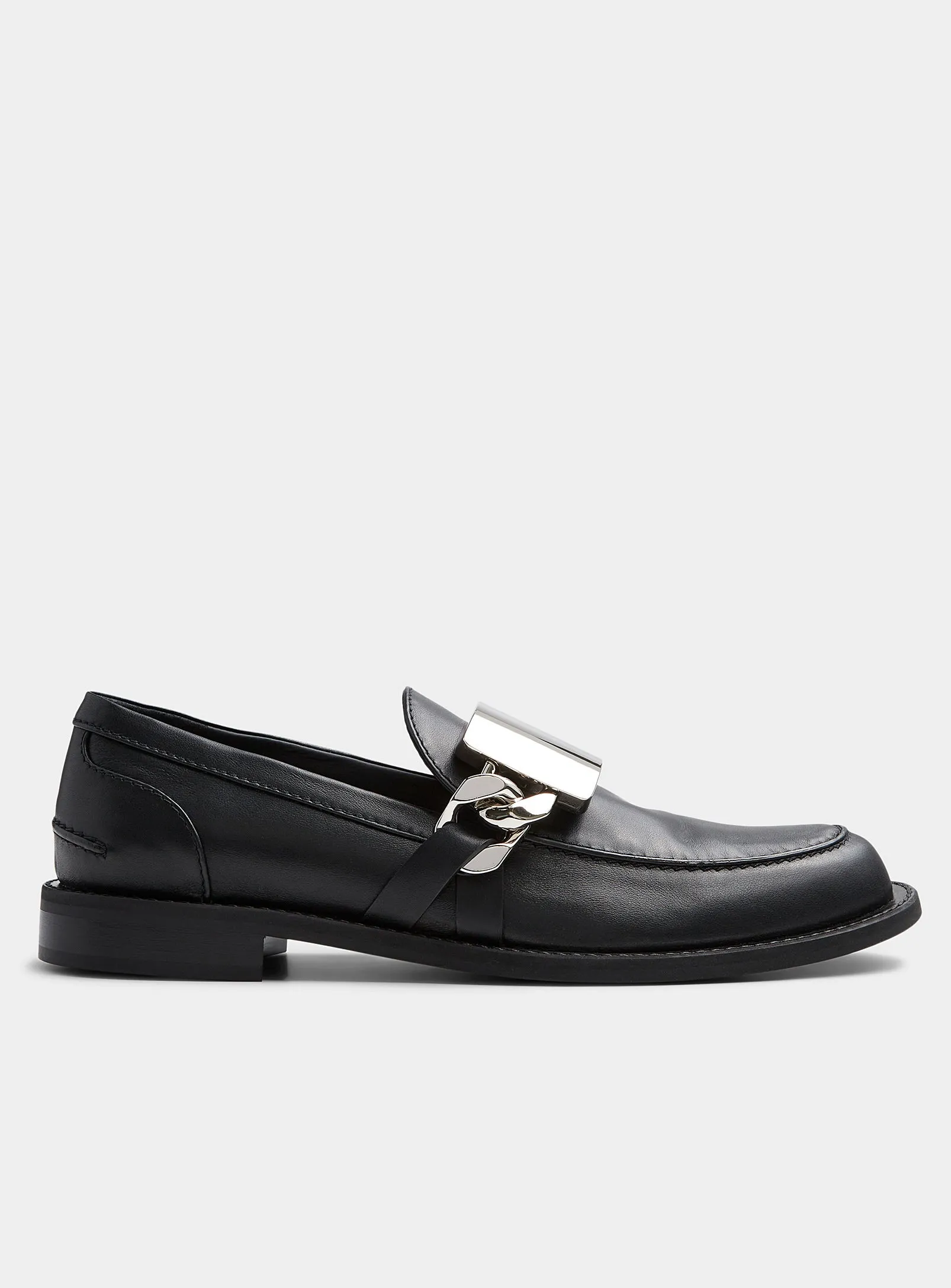 Jw Anderson Metallic Plate Leather Loafers Men In Black