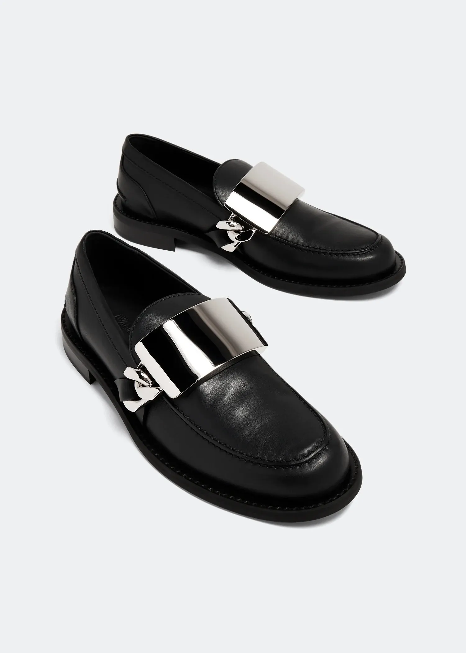 Jw Anderson Metallic Plate Leather Loafers Men In Black