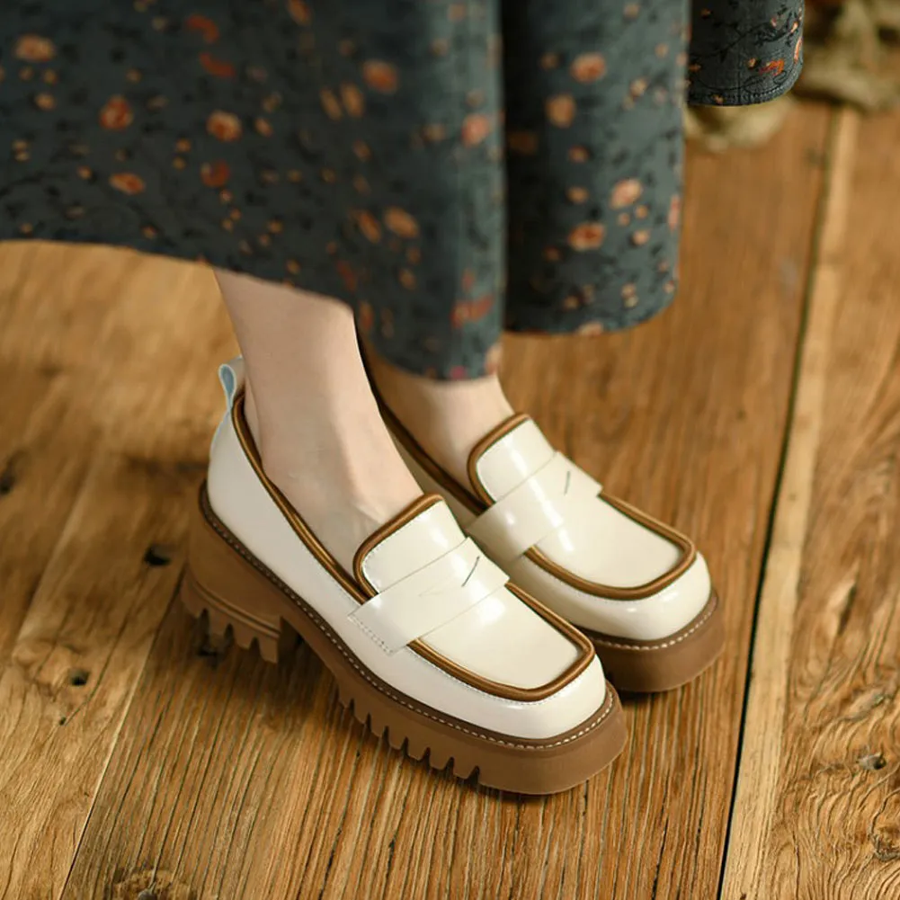 LADIES PLATFORM WEDGE LOAFERS SHOES SLIP ON
