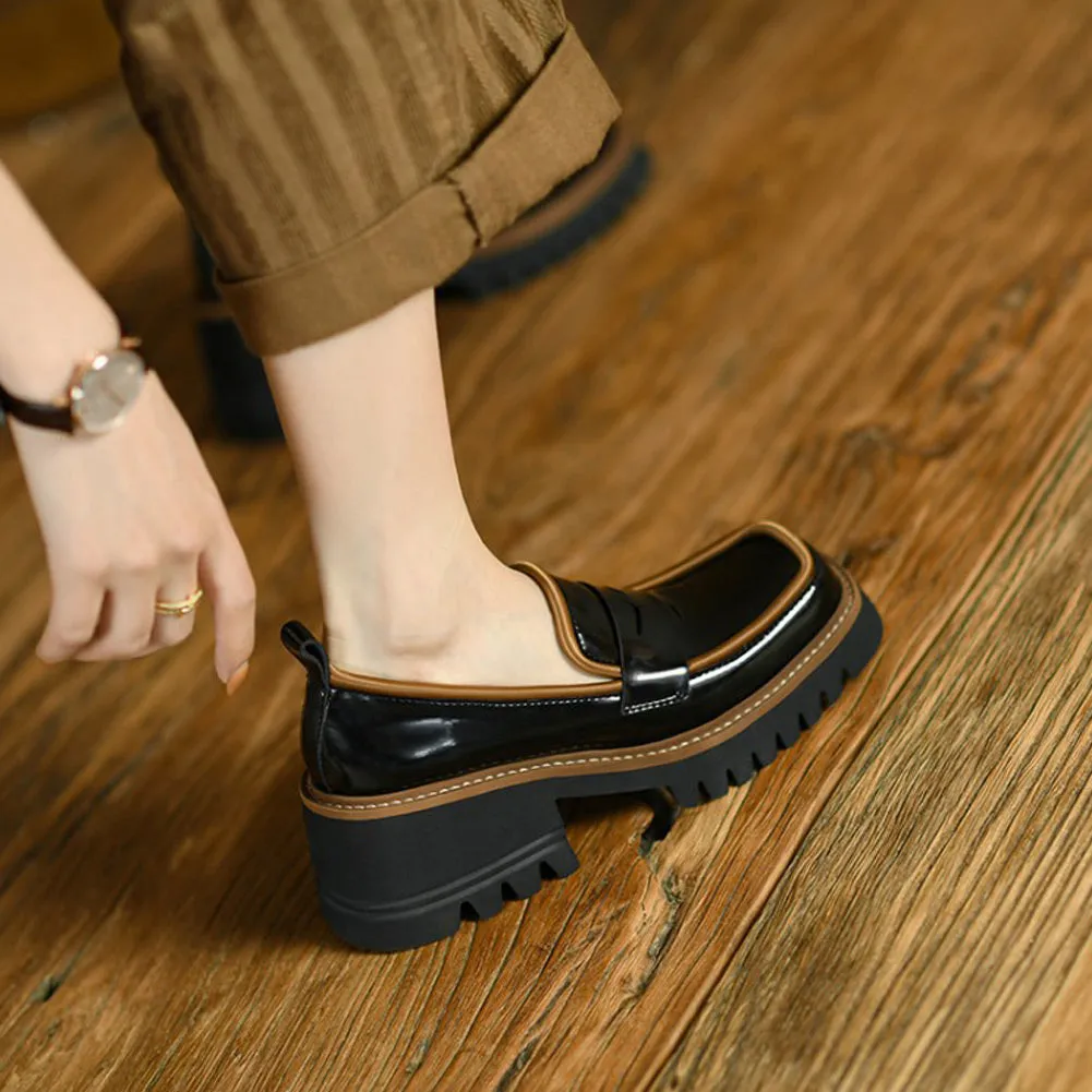 LADIES PLATFORM WEDGE LOAFERS SHOES SLIP ON
