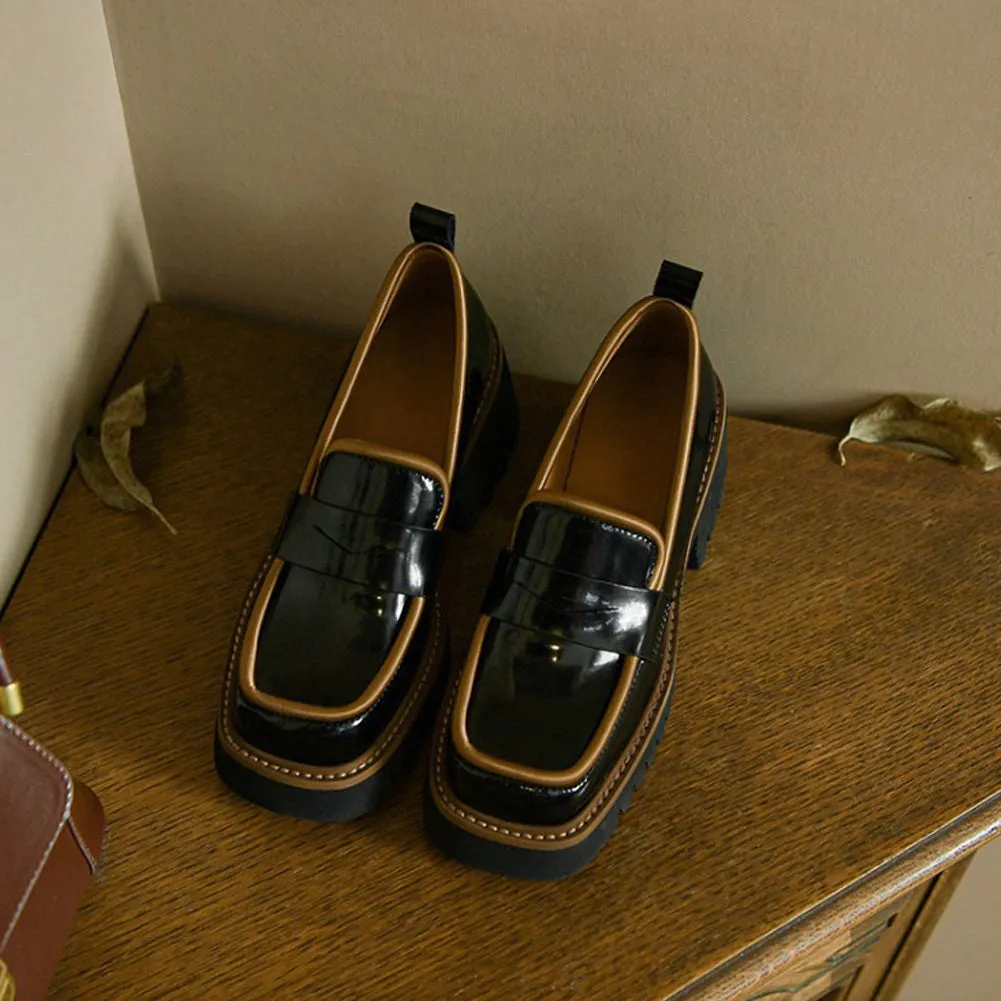LADIES PLATFORM WEDGE LOAFERS SHOES SLIP ON