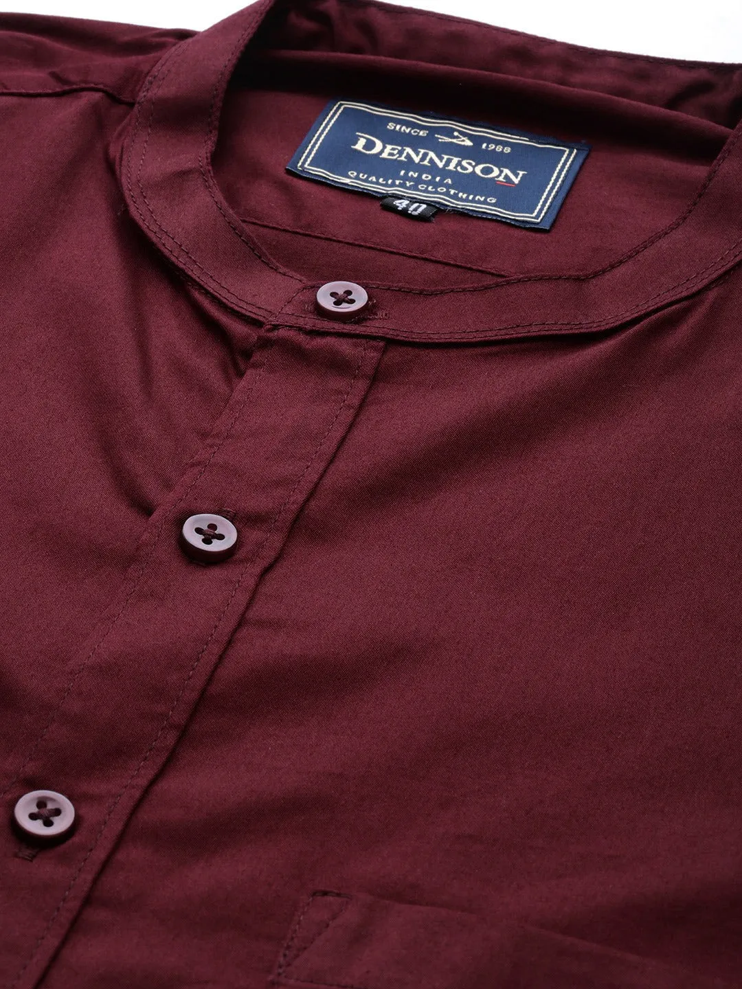 Men Burgundy Smart Slim Fit Solid Twill Formal Shirt