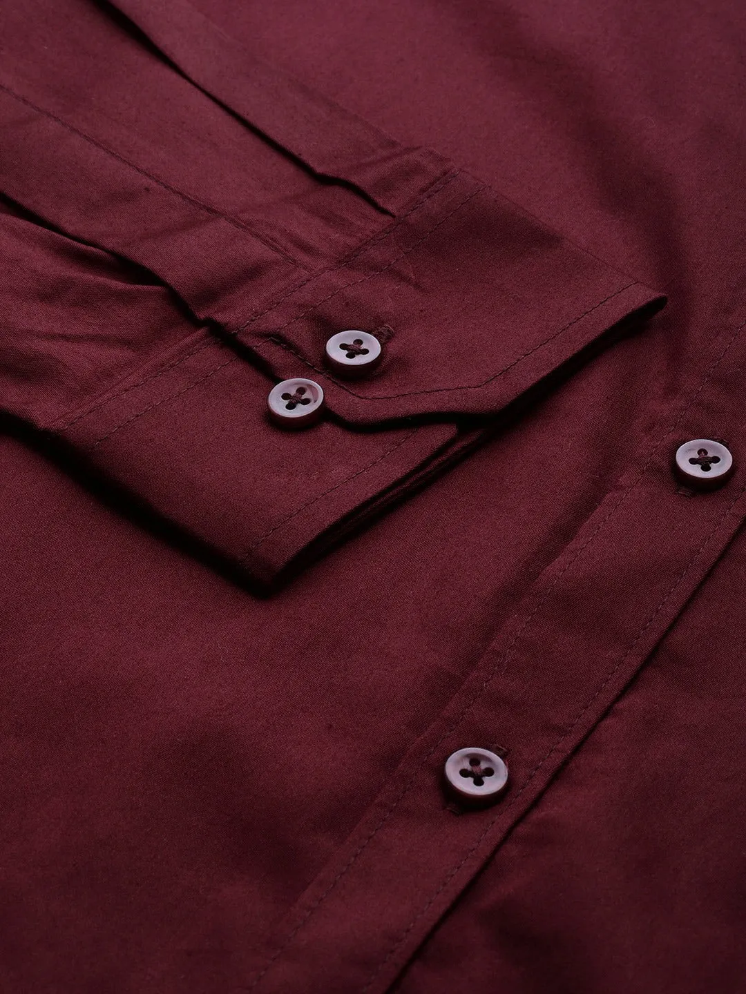 Men Burgundy Smart Slim Fit Solid Twill Formal Shirt