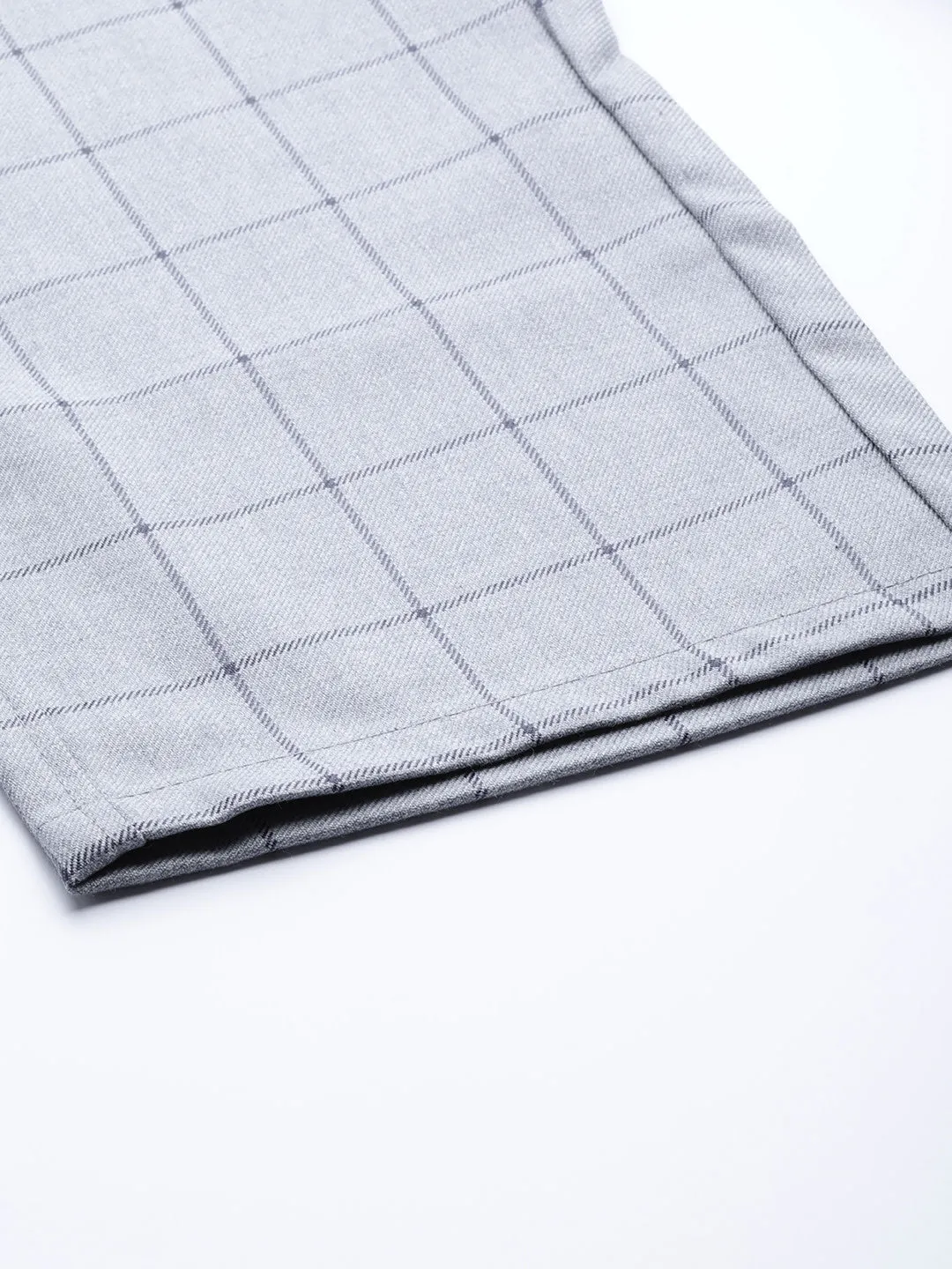 Men Grey  Black Smart Skinny Fit Checked Regular Trousers