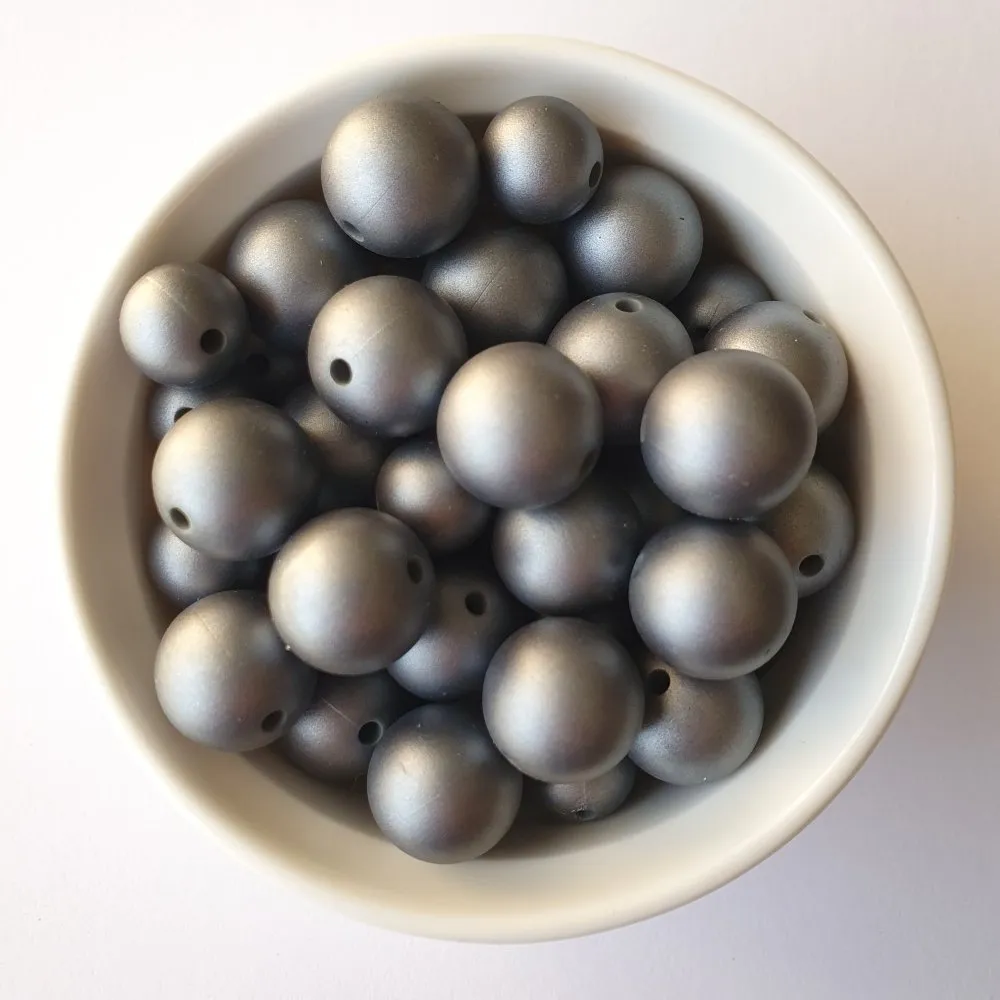 Metallic Painted Silicone Beads