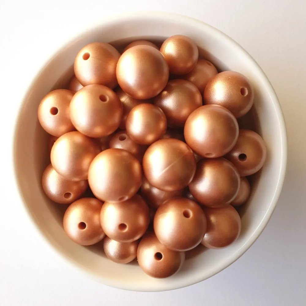 Metallic Painted Silicone Beads