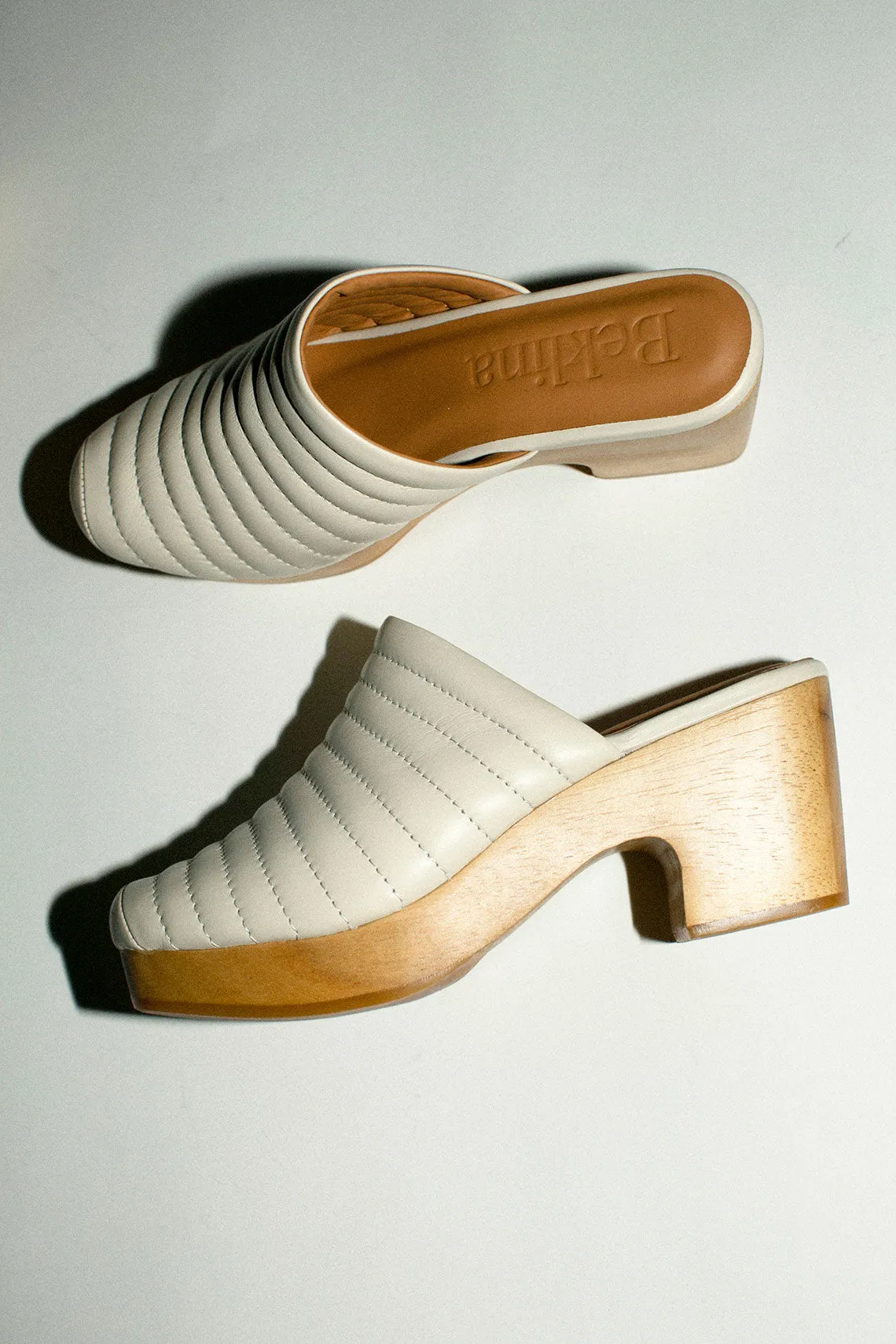 Off White Ribbed Clog
