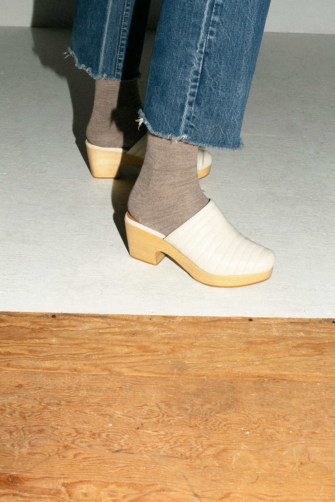 Off White Ribbed Clog