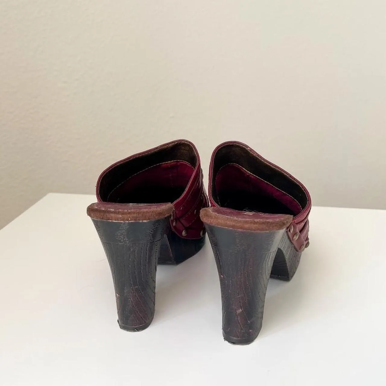 Red Leather BONGO Clogs
