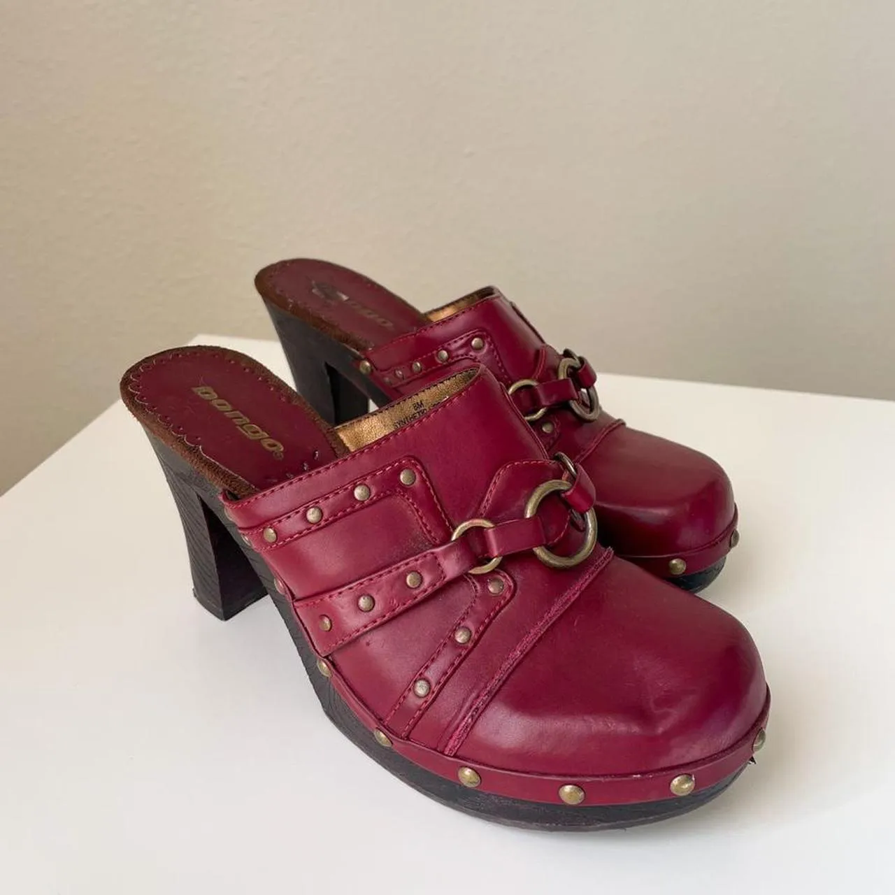 Red Leather BONGO Clogs