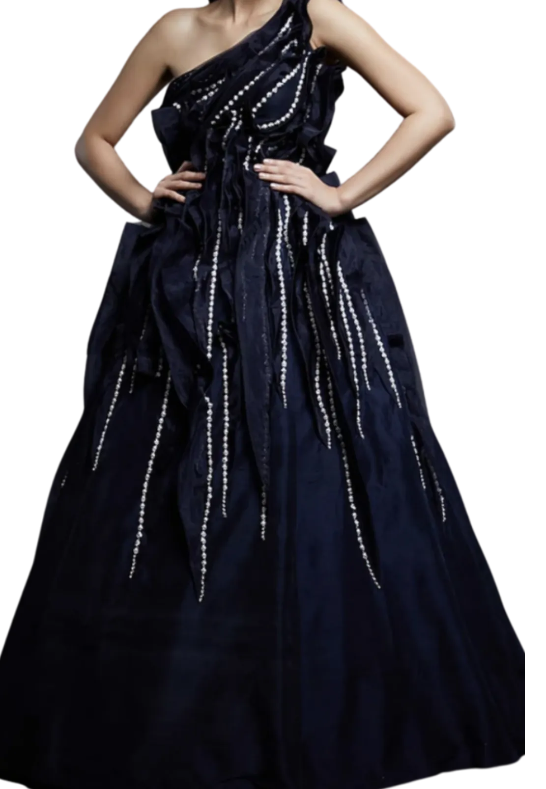 SAMPLE SALE: Midnight Blue Beaded Gown