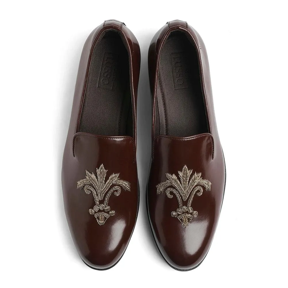 Samurai - Dark Tan Zardozi Slip-On