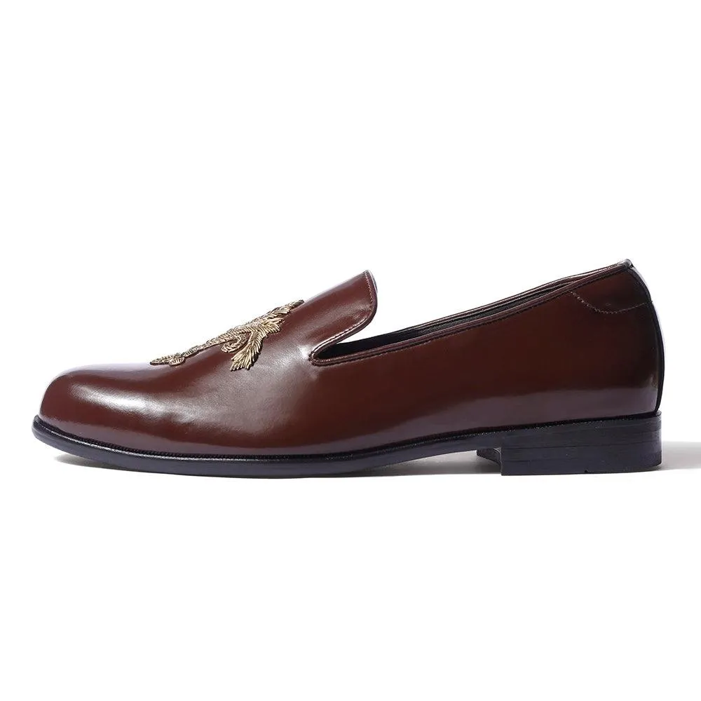 Samurai - Dark Tan Zardozi Slip-On