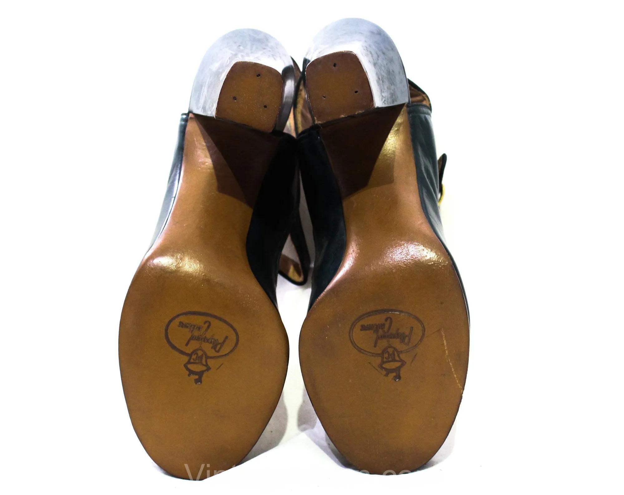 Size 5 1940s Platform Shoes with Mermaid Fish Scales - Emerald Hunter Green Leather Peep Toe Pumps - Gorgeous 40s Deadstock Heels - 5B