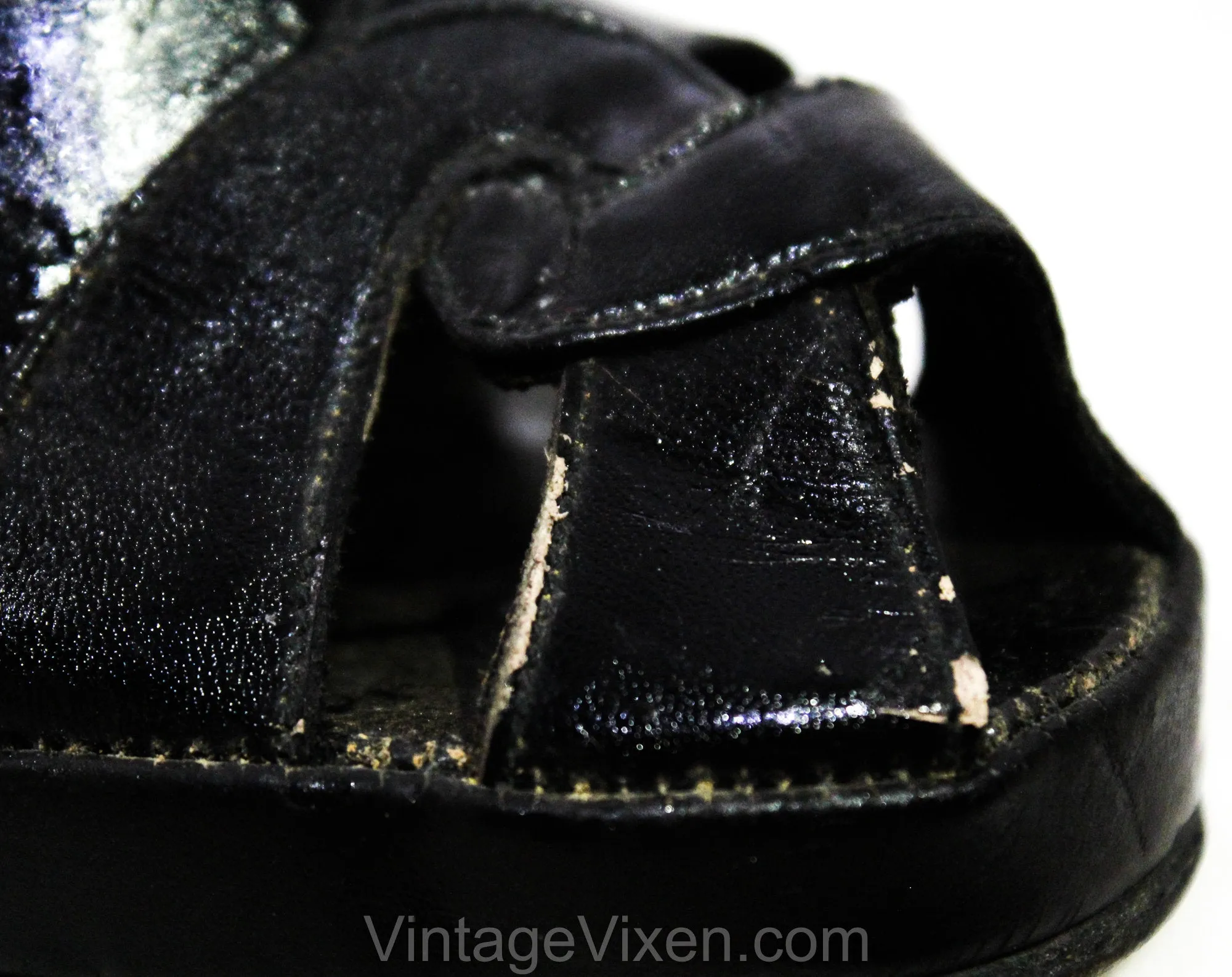 Size 6 1930s Black Shoes - Unworn As Is Peep Toe Platforms with Dovetailed Design - Beautiful Authentic 30s 40s Heels - Chic NOS Deadstock