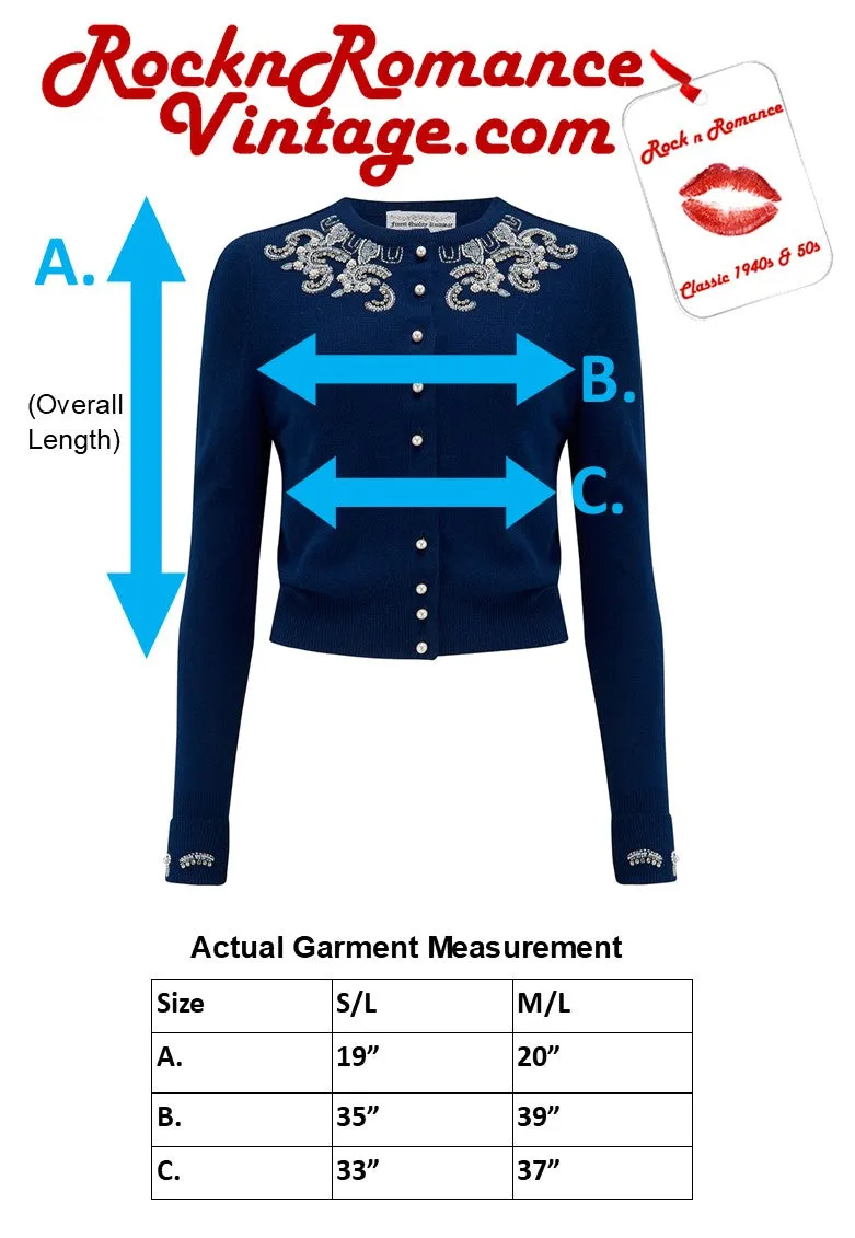 The Beaded Cardigan in Powder Blue, Stunning 1940s Vintage Style
