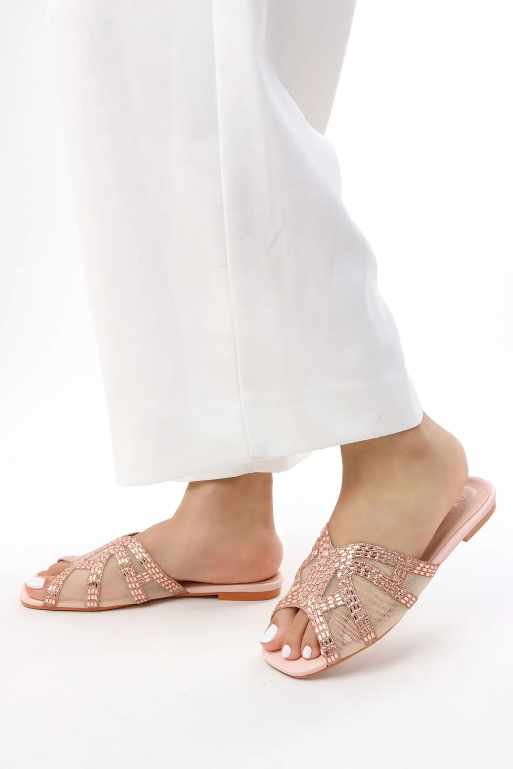 Viny - Women's Beaded Bling Flat Sandals