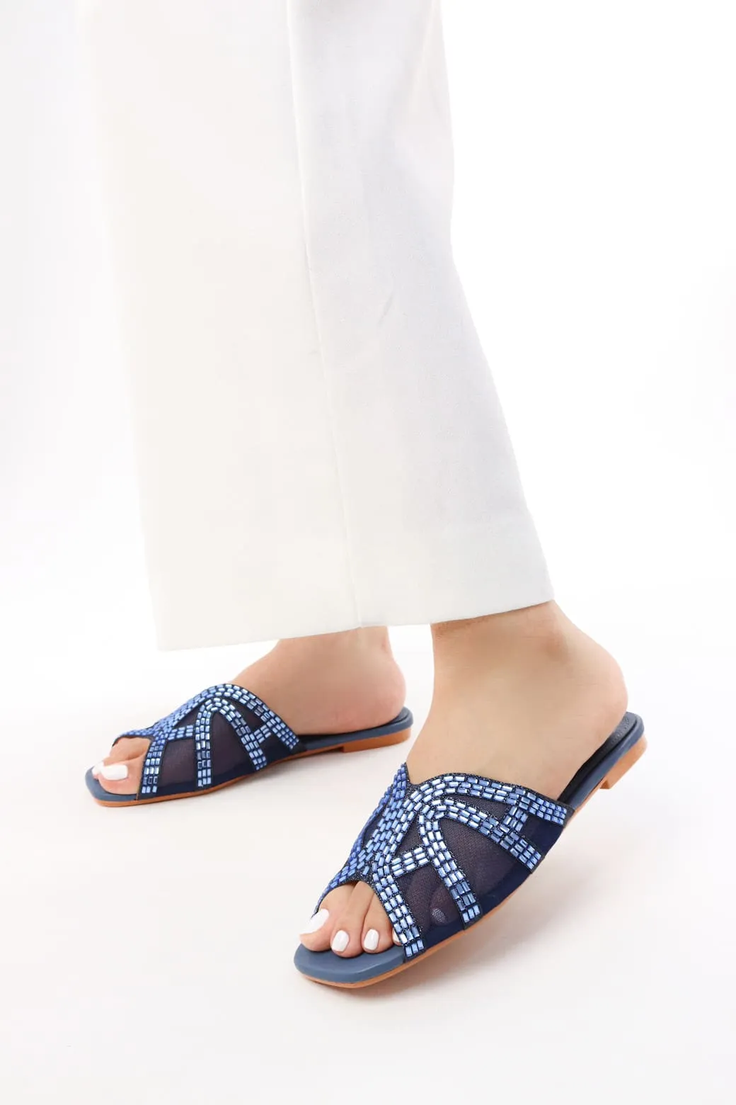 Viny - Women's Beaded Bling Flat Sandals