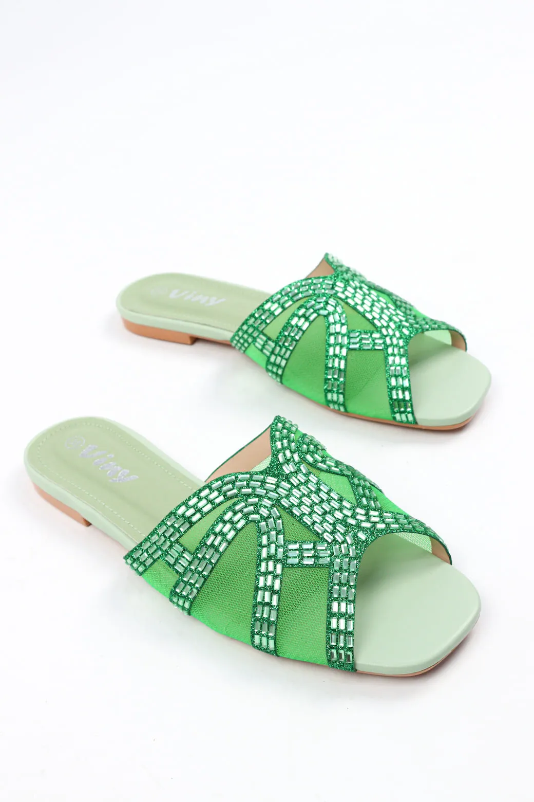 Viny - Women's Beaded Bling Flat Sandals