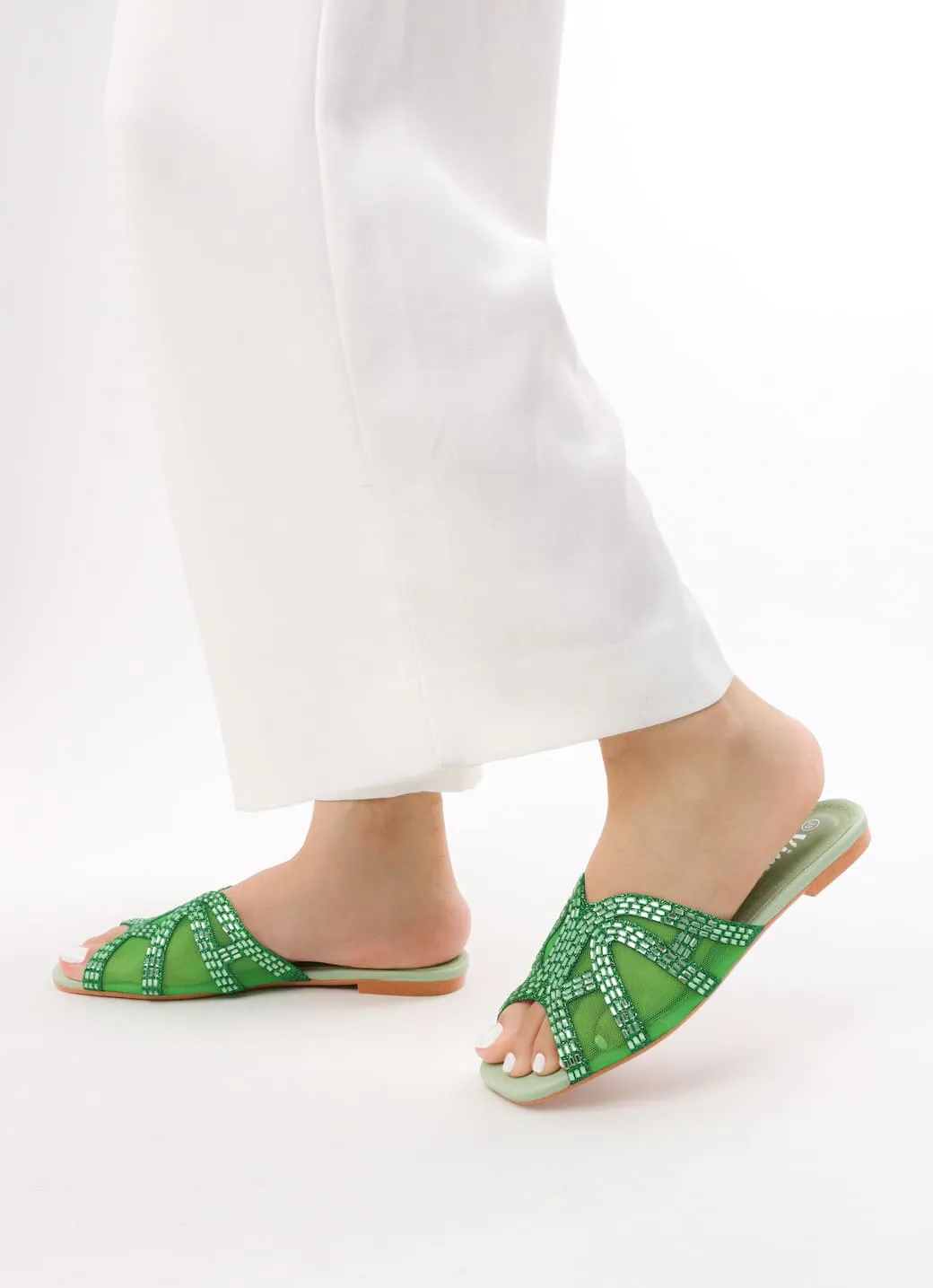 Viny - Women's Beaded Bling Flat Sandals