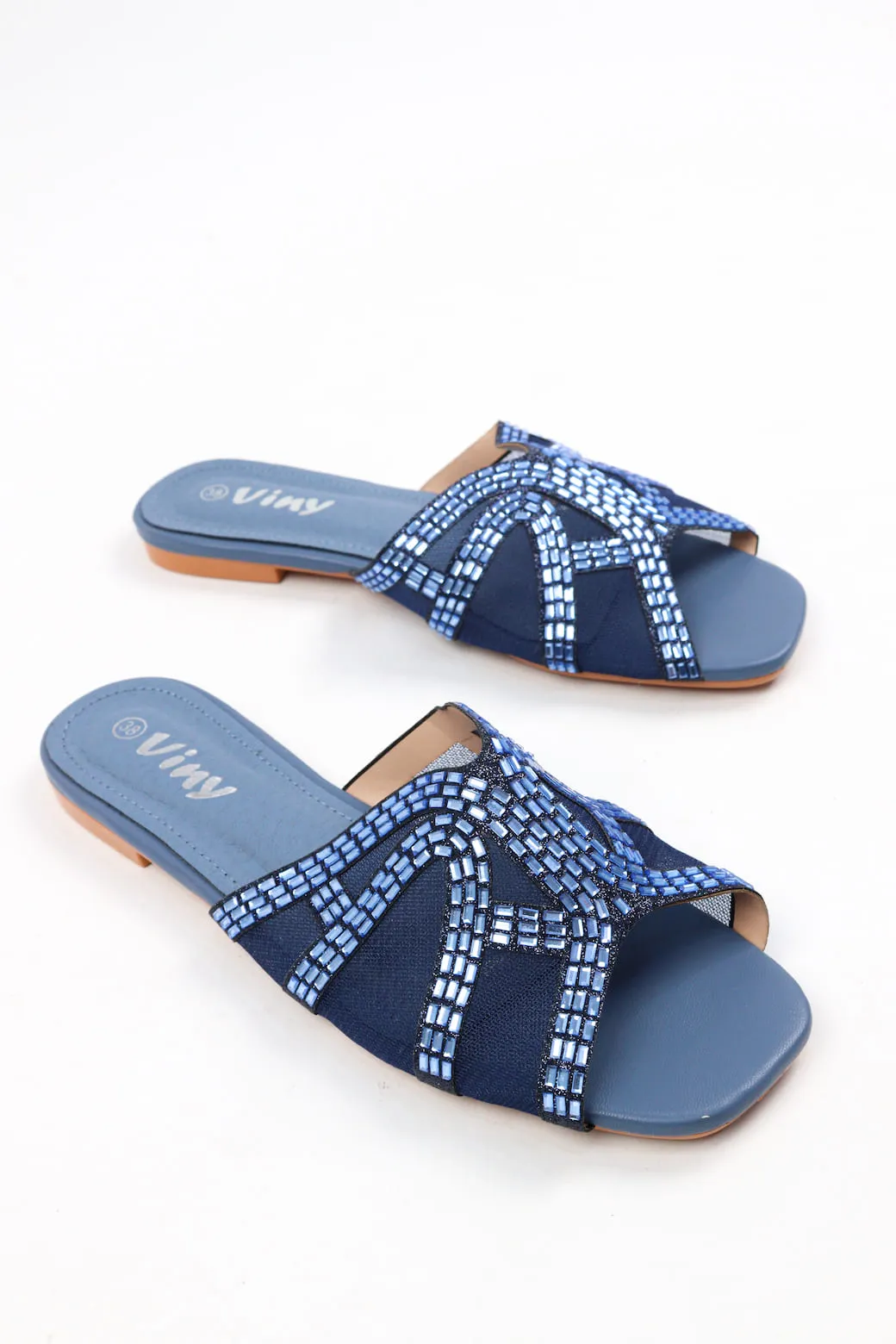 Viny - Women's Beaded Bling Flat Sandals