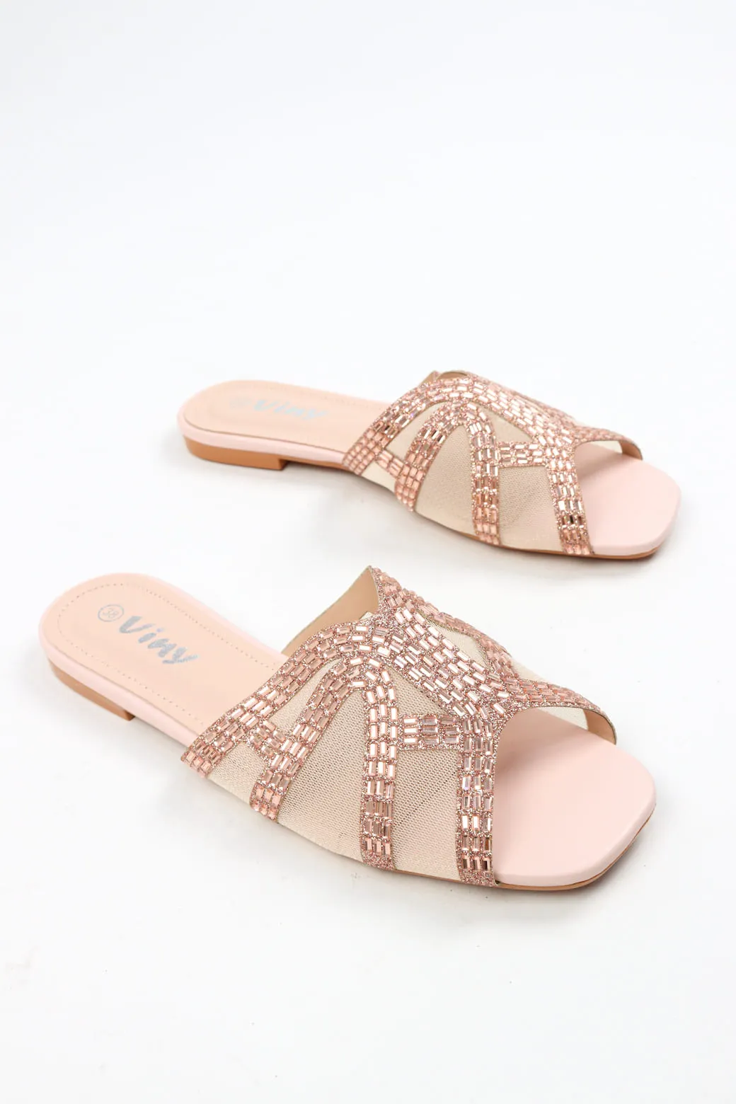 Viny - Women's Beaded Bling Flat Sandals