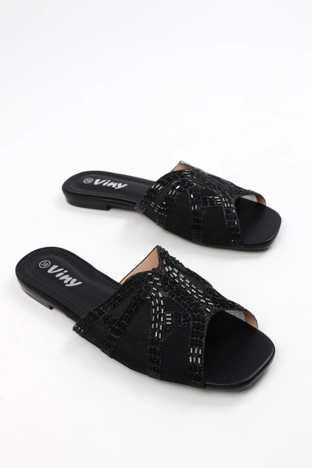 Viny - Women's Beaded Bling Flat Sandals