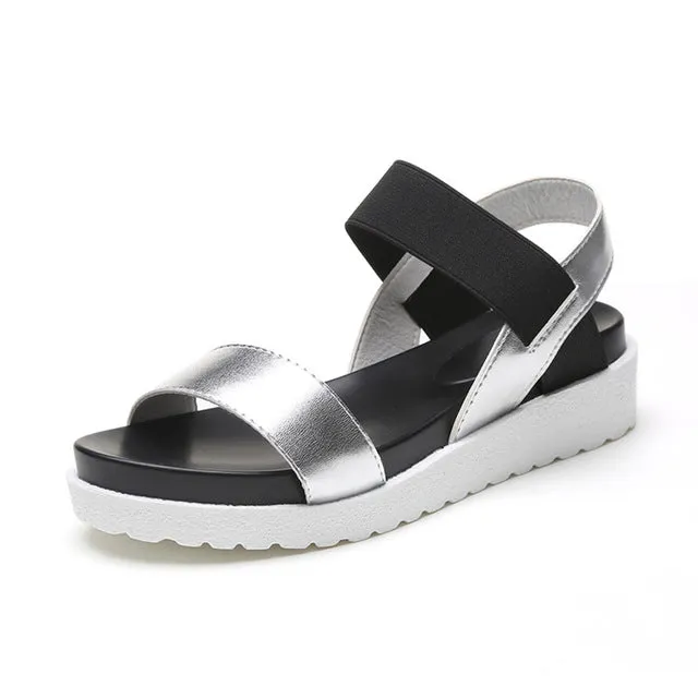 Women Sandals Summer Shoes Peep-toe Slip On Flat Sandals For Woman
