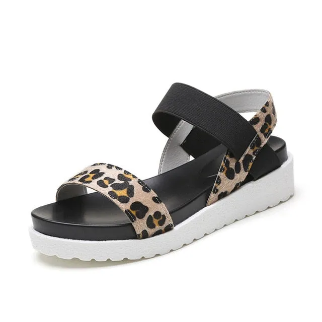 Women Sandals Summer Shoes Peep-toe Slip On Flat Sandals For Woman