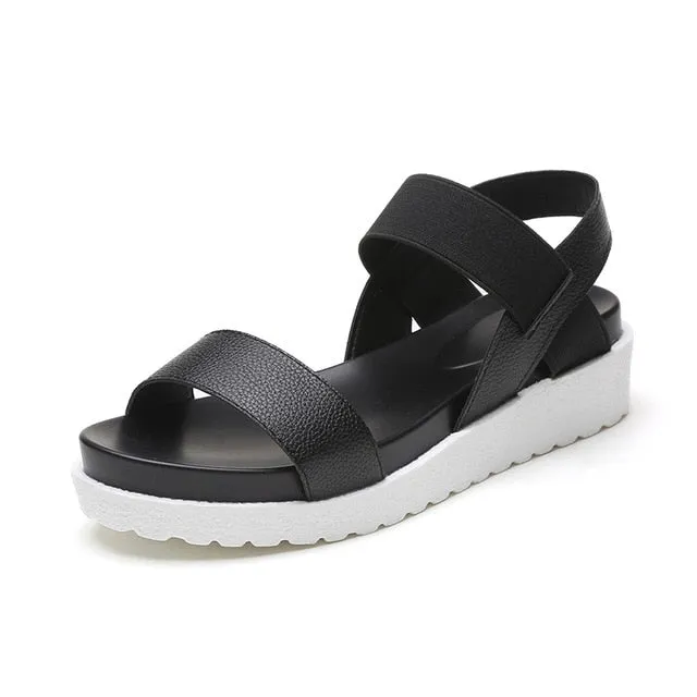 Women Sandals Summer Shoes Peep-toe Slip On Flat Sandals For Woman
