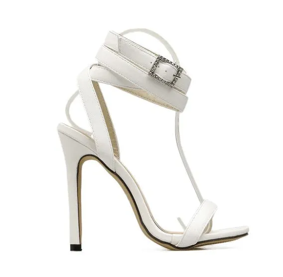 Women's Summer High-Heeled Sandals With Decorative Buckle