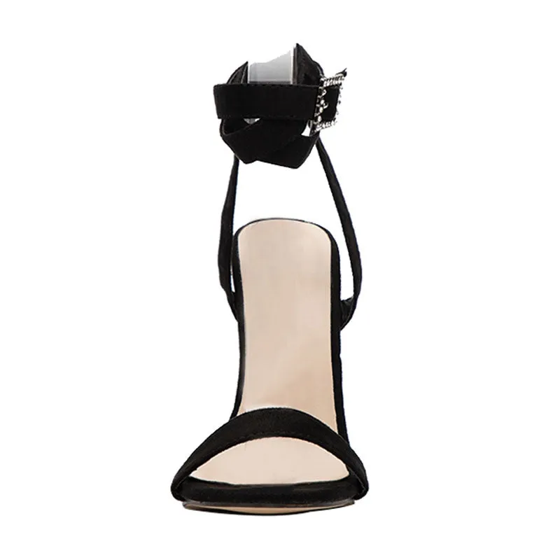 Women's Summer High-Heeled Sandals With Decorative Buckle
