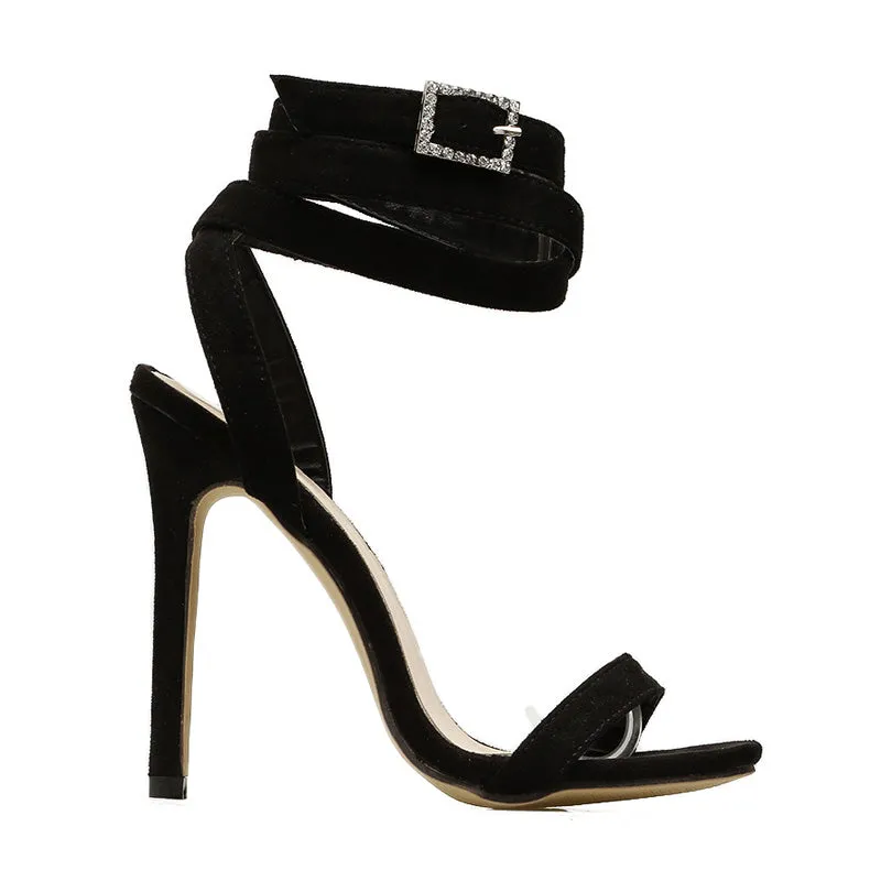 Women's Summer High-Heeled Sandals With Decorative Buckle