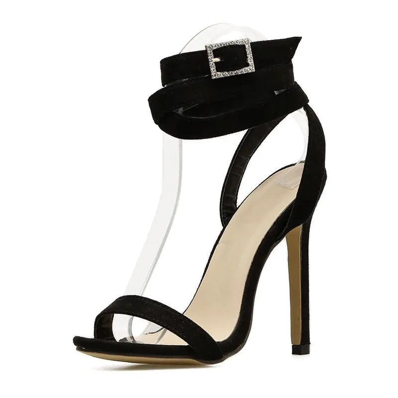 Women's Summer High-Heeled Sandals With Decorative Buckle