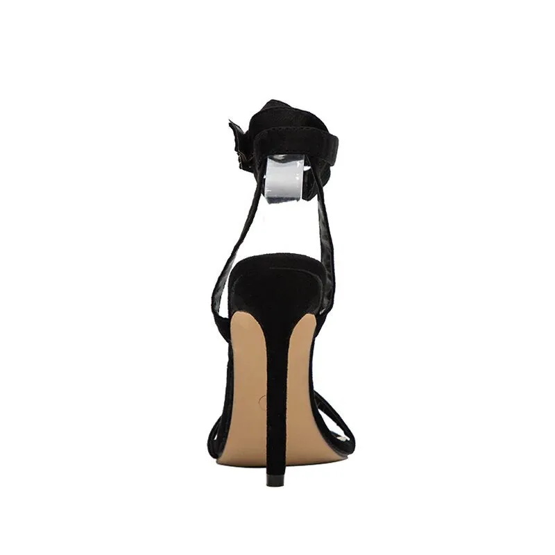 Women's Summer High-Heeled Sandals With Decorative Buckle